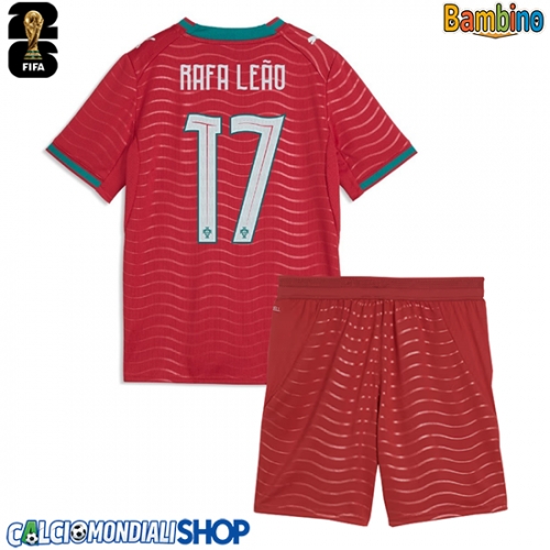 Maglie da calcio Portogallo Rafael Leao #17 Prima Maglia Bambino Mondiali 2026  Manica Corta + Pantaloni corti)